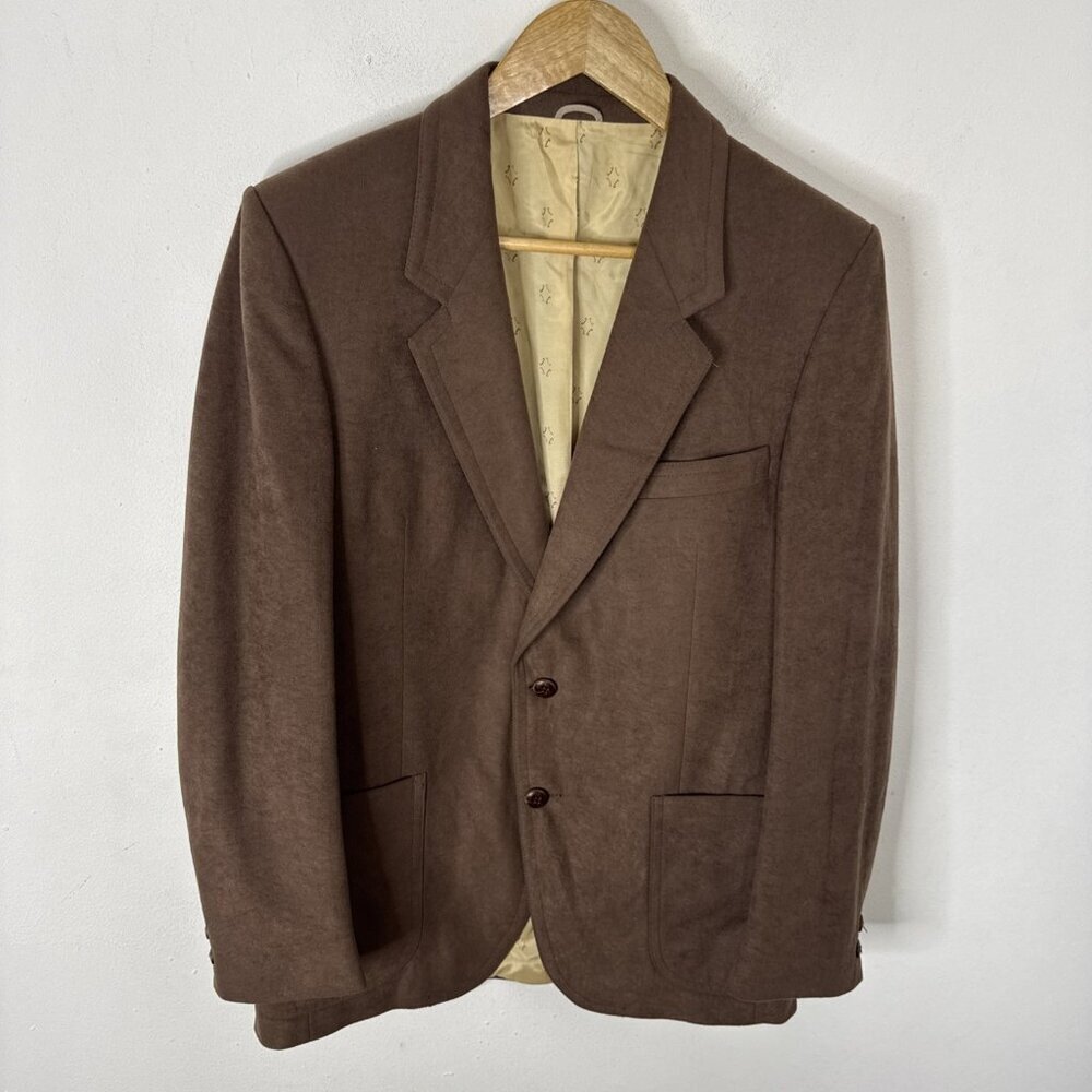 Vintage Henley‎ Men 40 Blazer Supreme Suede Faux 70s Brown Sports Coat